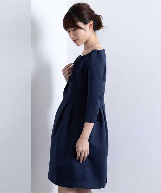 日本製 授乳服マタニティウェア グログランワンピース 7分袖