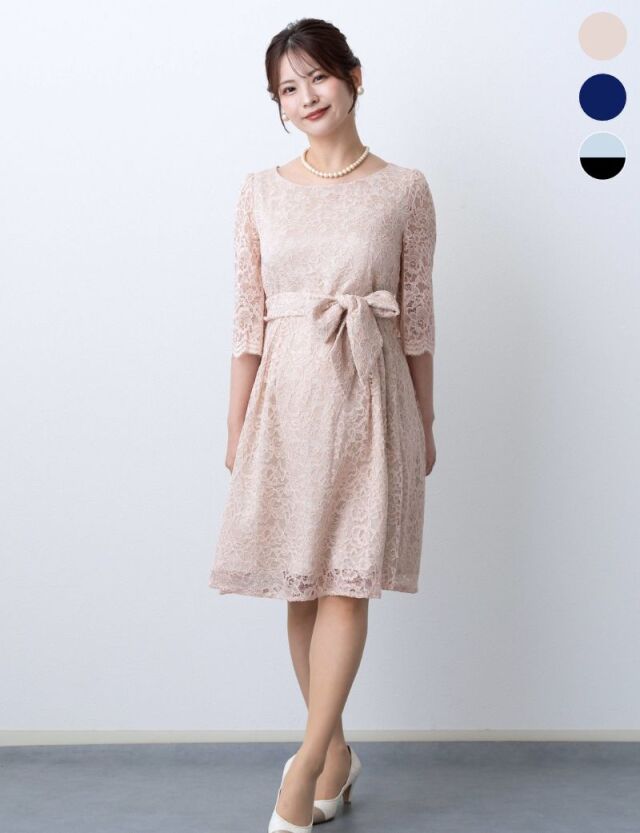 【10%OFFクーポン】 日本製 総レースドレス マタニティ 授乳服 産後も使える【ご試着可】