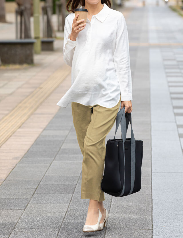 日本製 クレンゼ 抗菌 抗ウイルス素材 テーパードパンツ 産前産後兼用