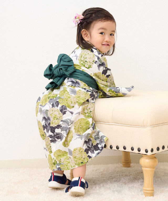 ベビーカーと浴衣 ベビー 女の子 浴衣 3点セット/ゆかた【咲む×DESIGNERS GUILD】EMU浴衣