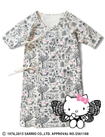 メール便可 Hello Kitty Designers Guild Sweetmommyコラボ 日本製 キティちゃんプリント オーガニックコットン100 長肌着 M便 6 6