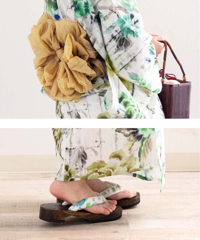 浴衣 セット(ゆかた・兵児帯・下駄・着付け説明書・腰ひも・保管袋