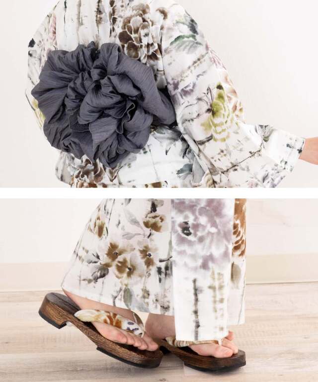 浴衣 6点セット(ゆかた・兵児帯・下駄・着付け説明書・腰ひも