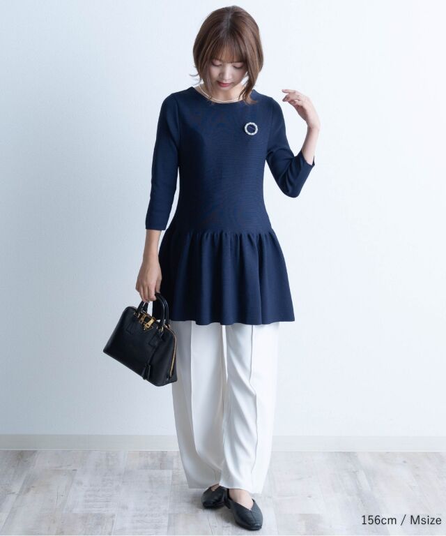 防風　裏地付き　ニット　セットアップ　ブラック　サイズS 新品タグ付　秋冬 前後2WAYブラウス風ニット セットアップ | マタニティウェア・授乳服の