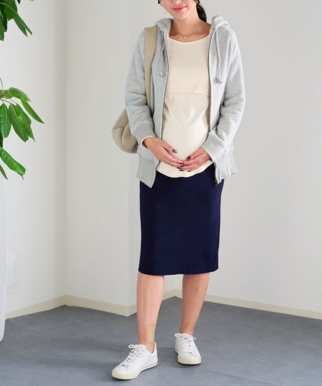 マタニティ対応ニットタイトロングスカート | マタニティウェア・授乳