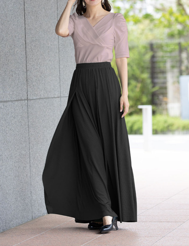 冷感素材 フリーカット フレアラップパンツ レディース/ボトムス