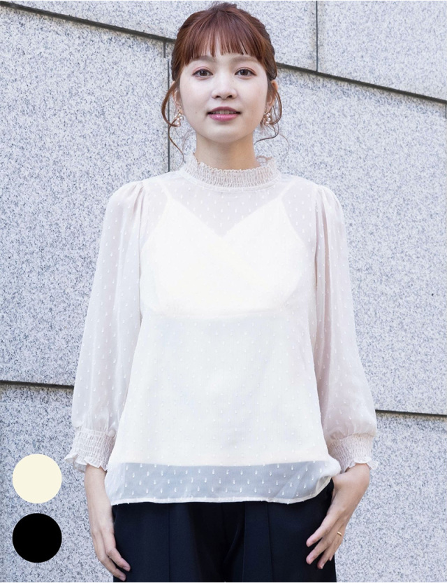 ドビーシフォン シャーリングブラウス マタニティウェア 授乳服 産後も使える