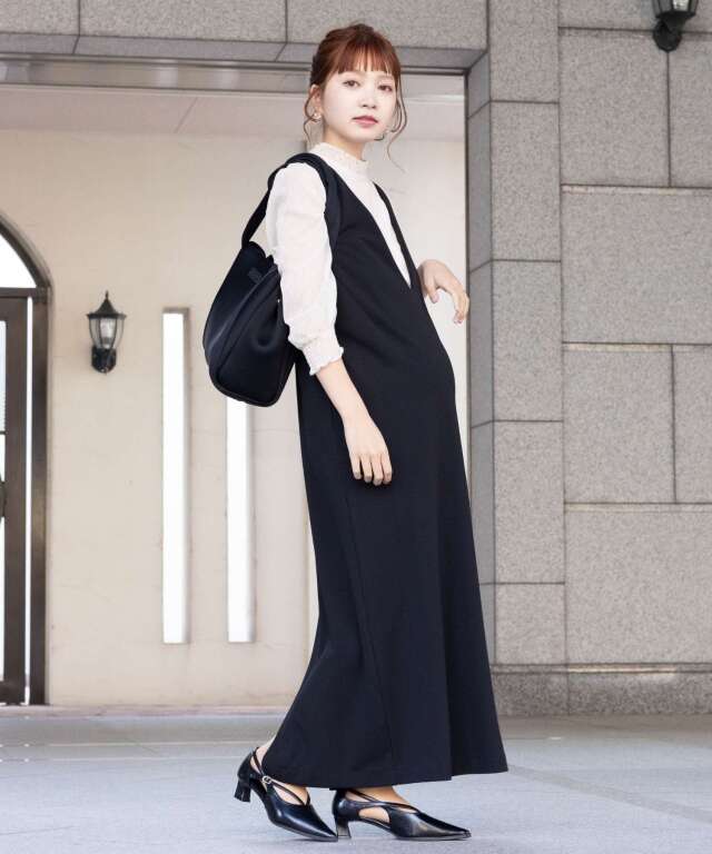 シャーリングブラウス＋Vネックワンピースセット マタニティ