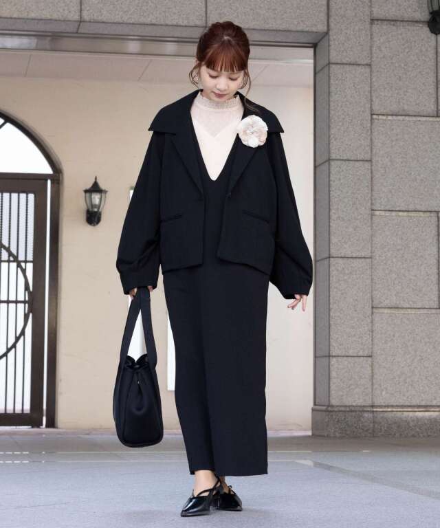 シャーリングブラウス＋Vネックワンピースセット マタニティ
