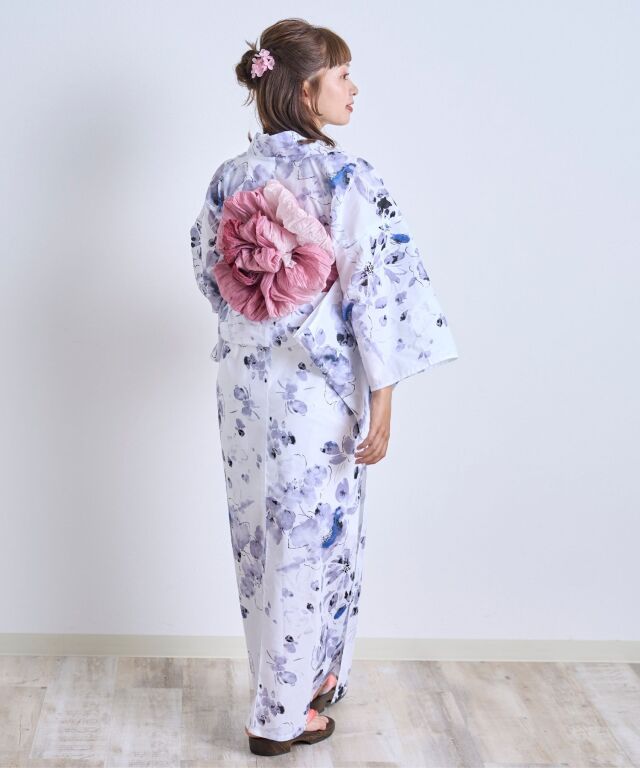 浴衣【白夜】 7点セット(ゆかた・兵児帯・下駄・腰ひも・着付け説明書