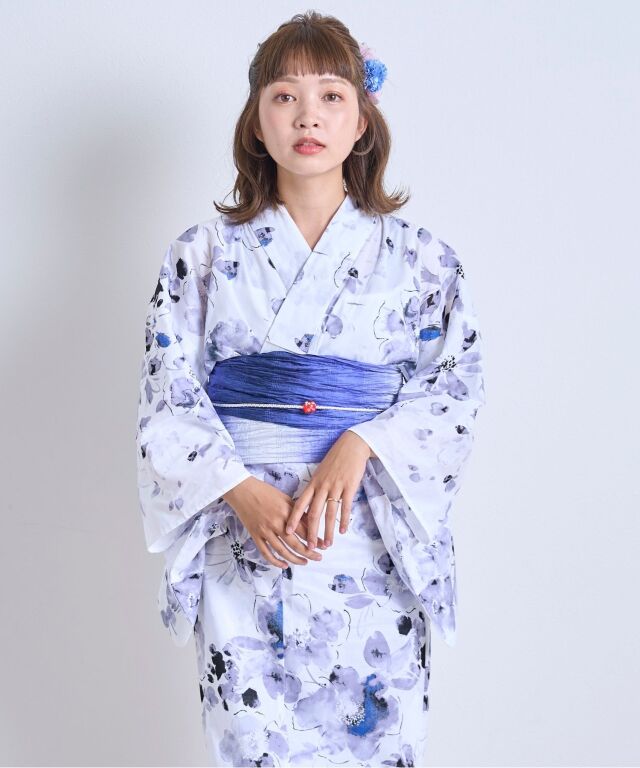 浴衣【白夜】 5点セット(ゆかた・兵児帯・腰ひも・着付け説明書