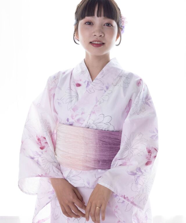 華やか兵児帯(単品) グラデーション ラメ入り シワ加工 レース【EMU-咲