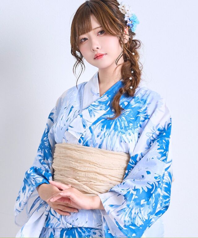 華やか兵児帯(単品) グラデーション ラメ入り シワ加工 レース【EMU-咲