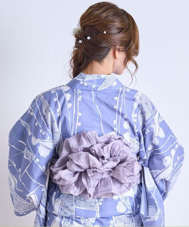 華やか兵児帯(単品) グラデーション ラメ入り シワ加工 レース【EMU-咲