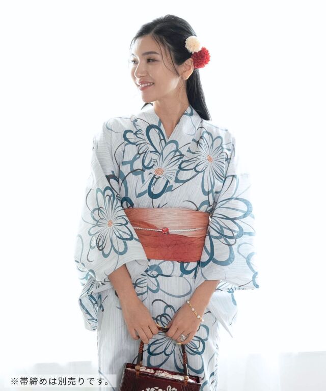 浴衣【花火】 7点セット(ゆかた・兵児帯・下駄・腰ひも・着付け説明書