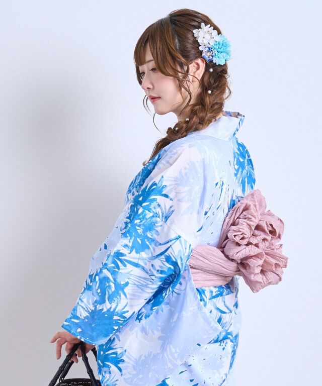 浴衣【曼殊沙華】 7点セット(ゆかた・兵児帯・下駄・腰ひも・着付け