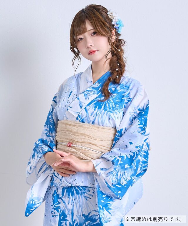 浴衣セット(ゆかた•兵児帯•下駄•着付け本•腰ひも) Dita 浴衣 レディース セット 簡単（ゆかた・しわ兵児帯・下駄・着付け