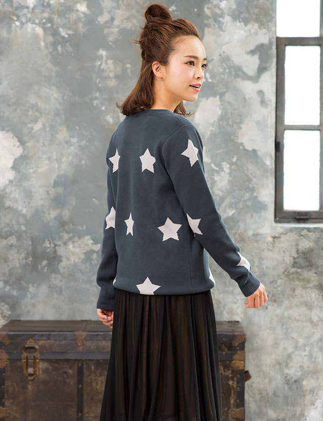 オーガニックコットン ジャガード編み 星柄ニット 授乳服マタニティウェア