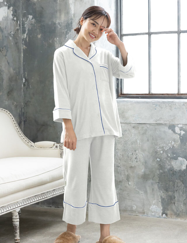 【訳ありアウトレット】開襟パジャマ 上下2点セット 産前産後兼用 授乳服マタニティウェア