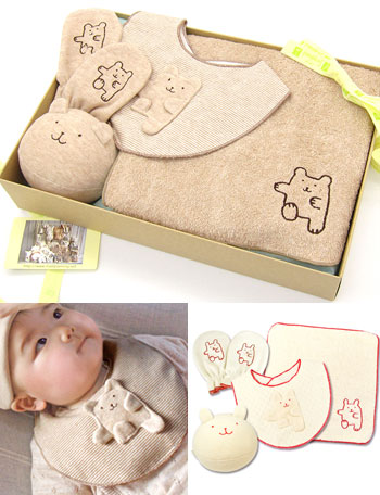 日本製 オーガニック ギフトセットlーb Pompkins ミトン ボール スタイ ガーゼハンカチ 4点セット