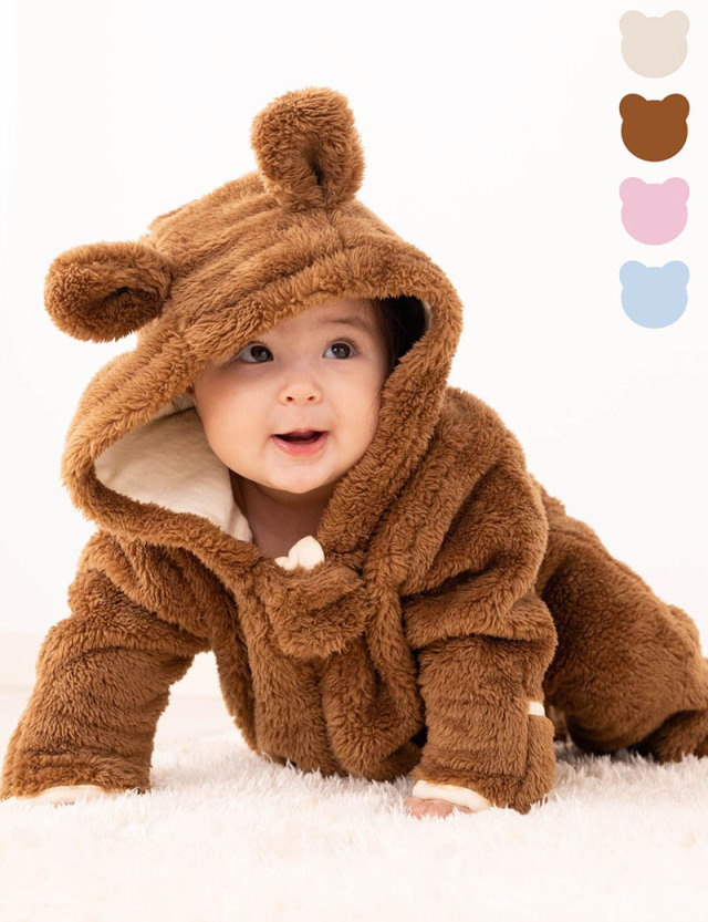 くまさん マシュマロボア＆オーガニックコットン ジャンプスーツ 【送料無料】