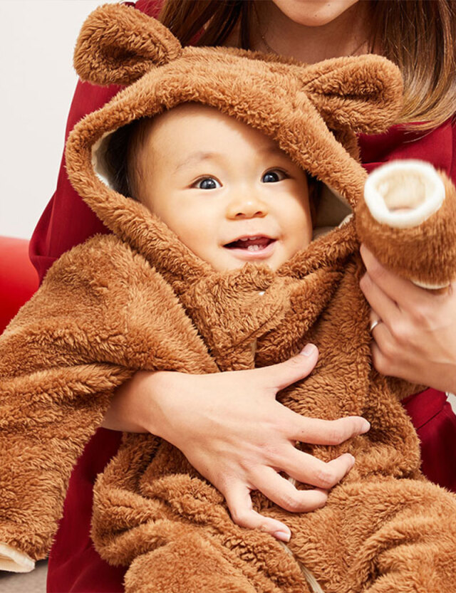 ベビー服 マシュマロボア＆オーガニックコットン ジャンプスーツ くま  