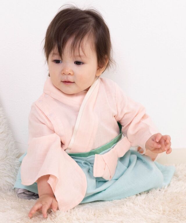 鈴✩.*˚プロフ必読　ベビー袴 涼しいダブルガーゼベビー袴 夏袴 日本製 袴ロンパース| マタニティ