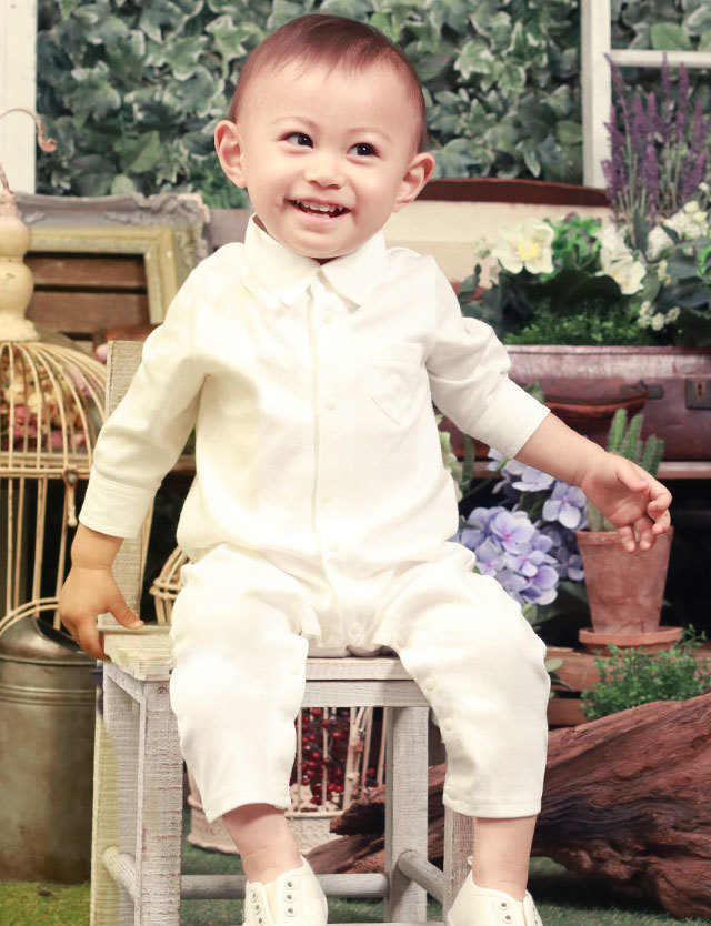 ベビーフォーマル 3点セット 燕尾服 オーガニックコットン ロンパースセット