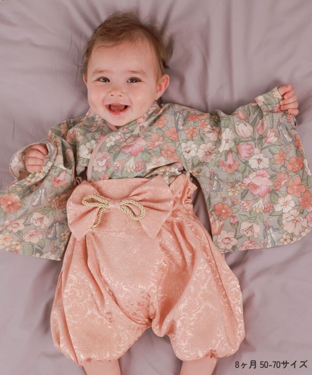 スイートマミー着物ロンパース80cm [スウィートマミー] Sweet Mommy 被布 コート ベビー ベロア 着物 袴ロンパース