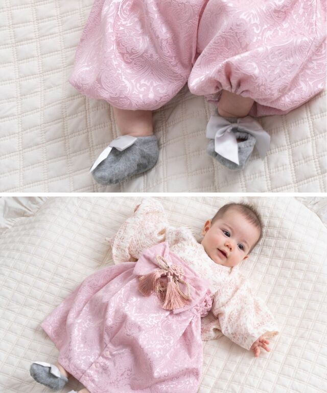 ダブルガーゼ 2ピース ベビー袴 トワルドジュイ柄 ミモザ柄 袴