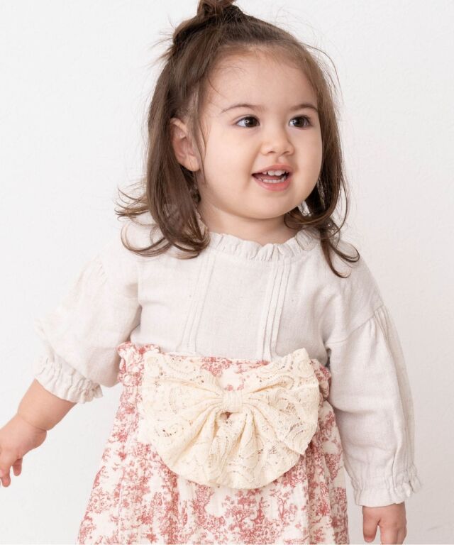 ハッピーちゃんの服見本 ナチュラルリネン ロンパース ベビー服 選べる袖 | マタニティウェア