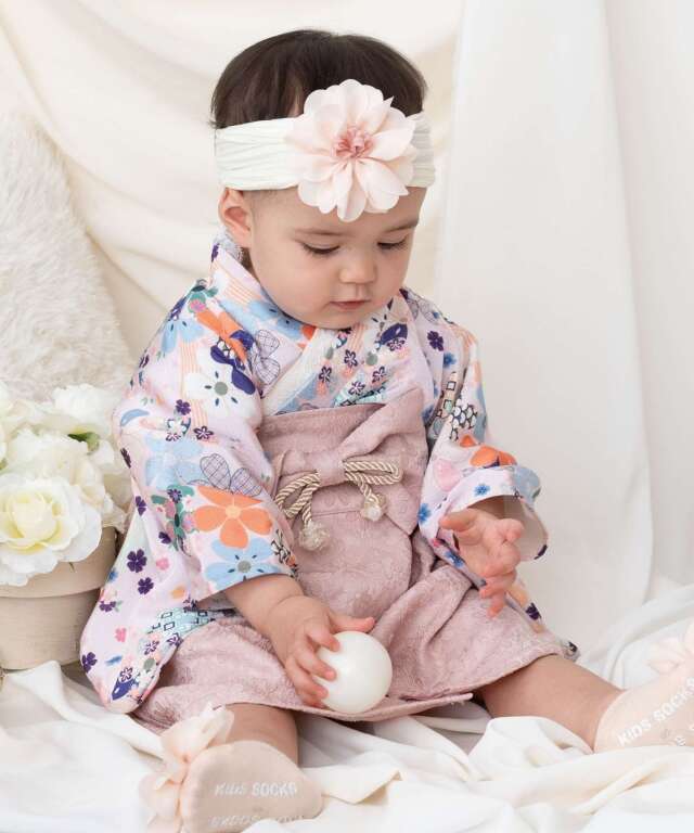 ちりめん華やぎ 2ピースベビー袴 50 60 70 80 90 | マタニティウェア