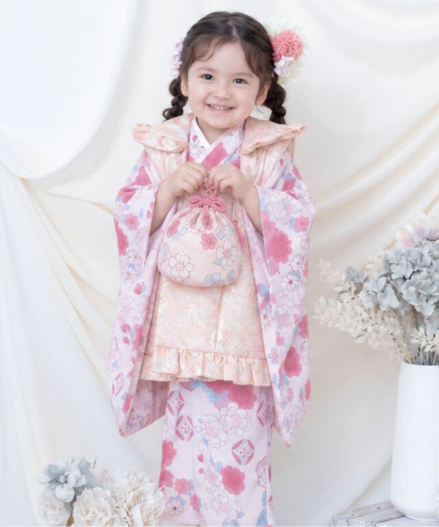3歳 七五三着物フルセット 女の子 着物 帯 被布 セット内容が選べる