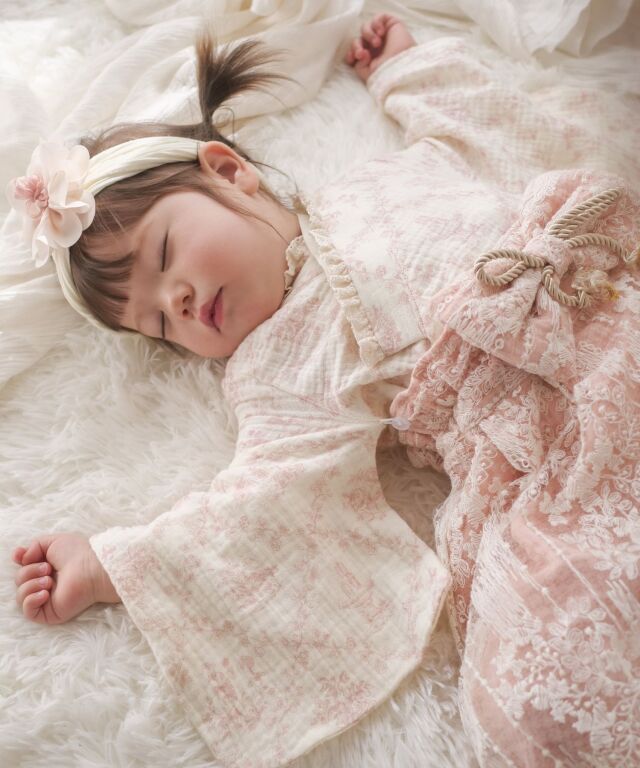 華やかレースの 2ピース ベビー袴 豪華3点セット 50 60 70 80 90