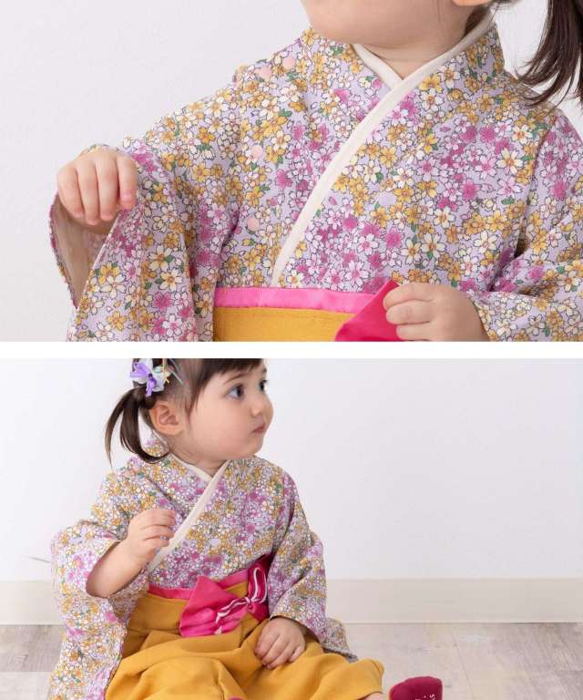 公式限定！在庫限り】和柄が着映えるベビー袴/ベビー着物 袴ロンパース