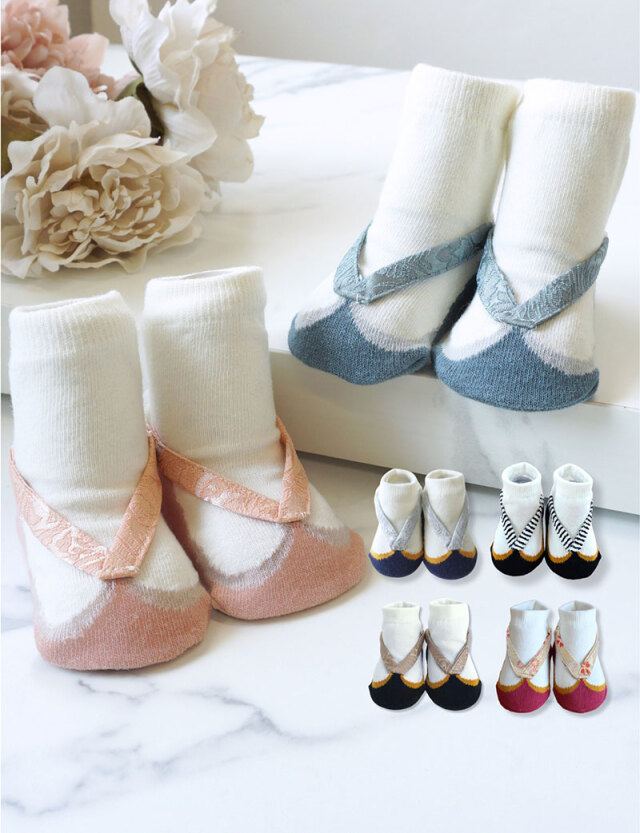 新色追加！ベビー袴とお揃い 草履風 足袋 ソックス 実用新案登録済