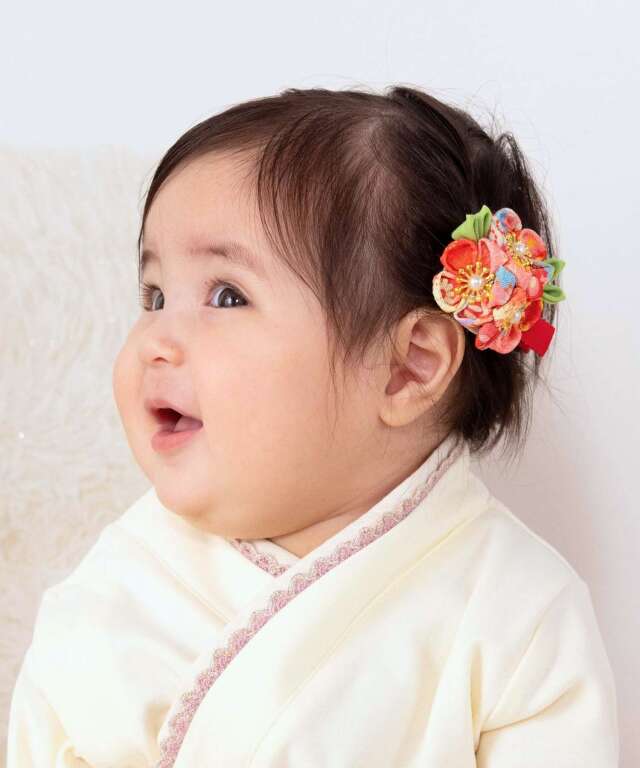 つまみ細工 3つ花ベビーヘアアクセサリー| マタニティウェア・授乳服の