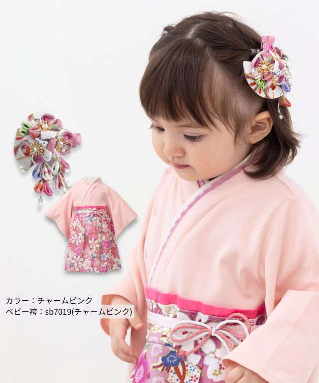 藤下がり 扇型3つ花ベビーヘアアクセサリー| マタニティウェア・授乳服