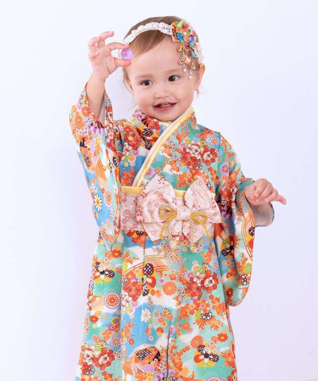 藤下がり 扇型3つ花ベビーヘアアクセサリー| マタニティウェア・授乳服