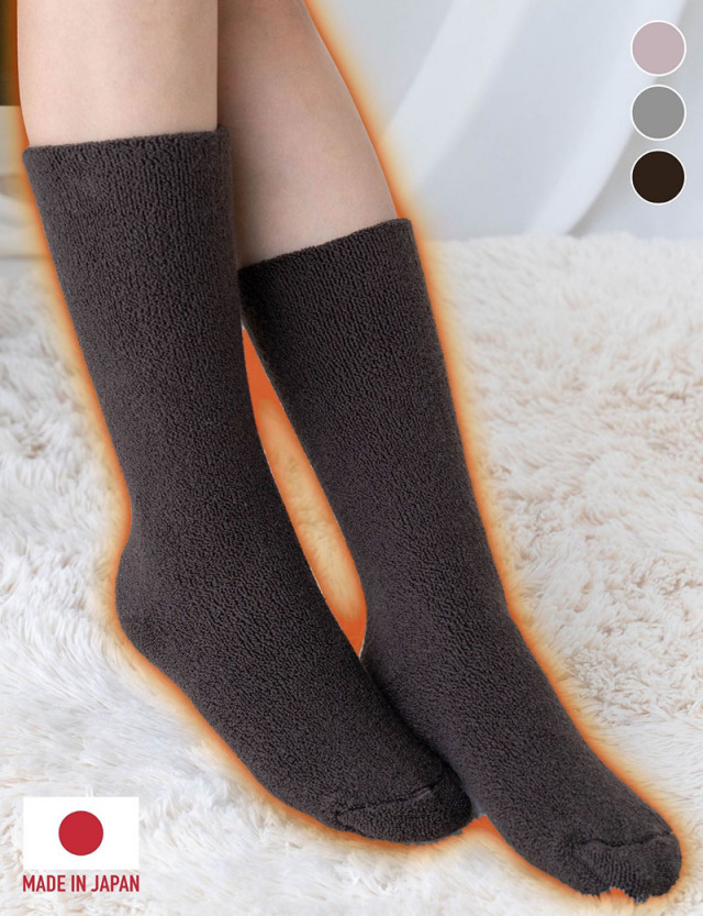 日本製 発熱加工 冷えとり靴下【足湯ごこち】暖か 極厚 ルームソックス 冷え性対策 [M便 6/6]【メール便可】