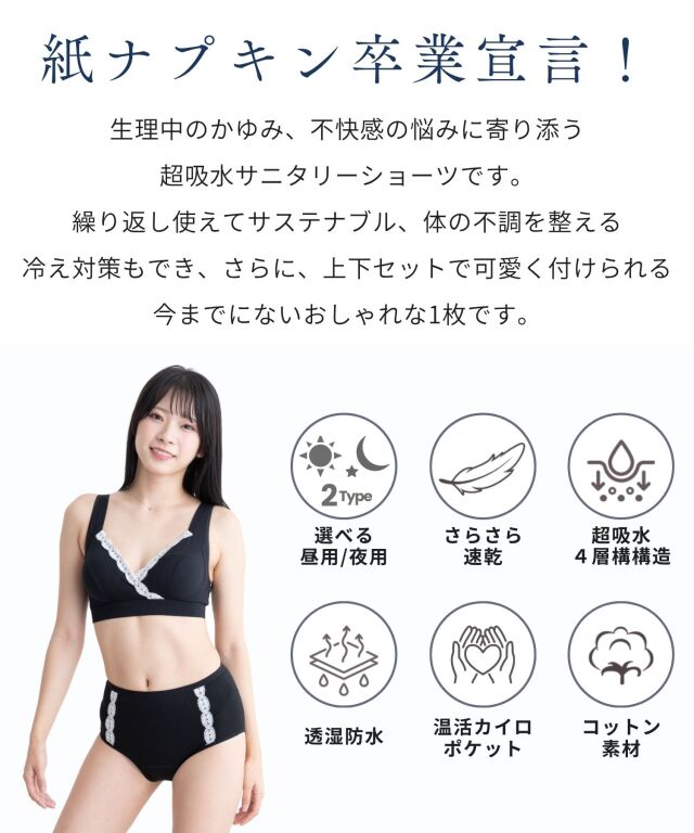 超吸水 サニタリーショーツ 昼用 夜用