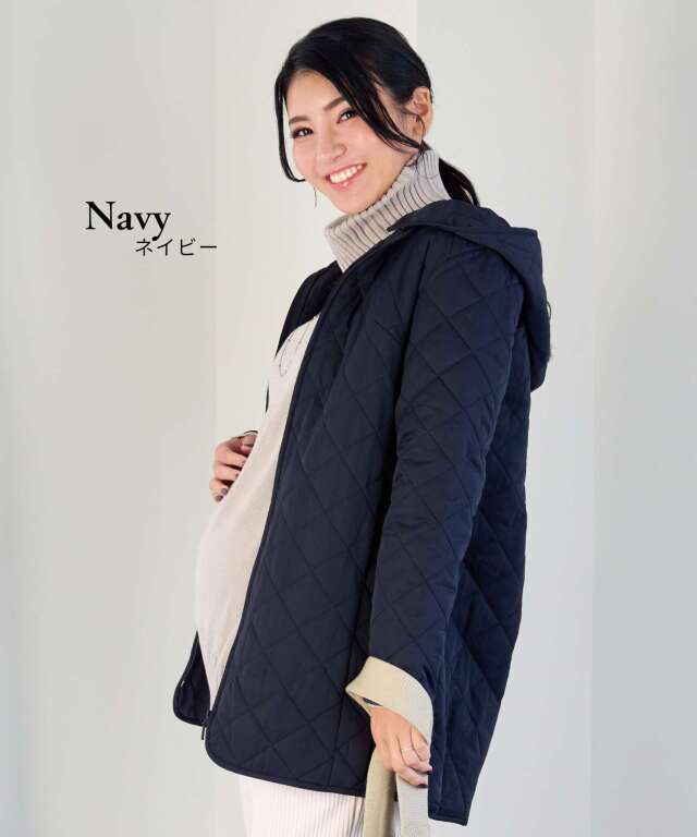 抱っこ・おんぶOK！超軽量 撥水キルティングママコート 産前産後兼用