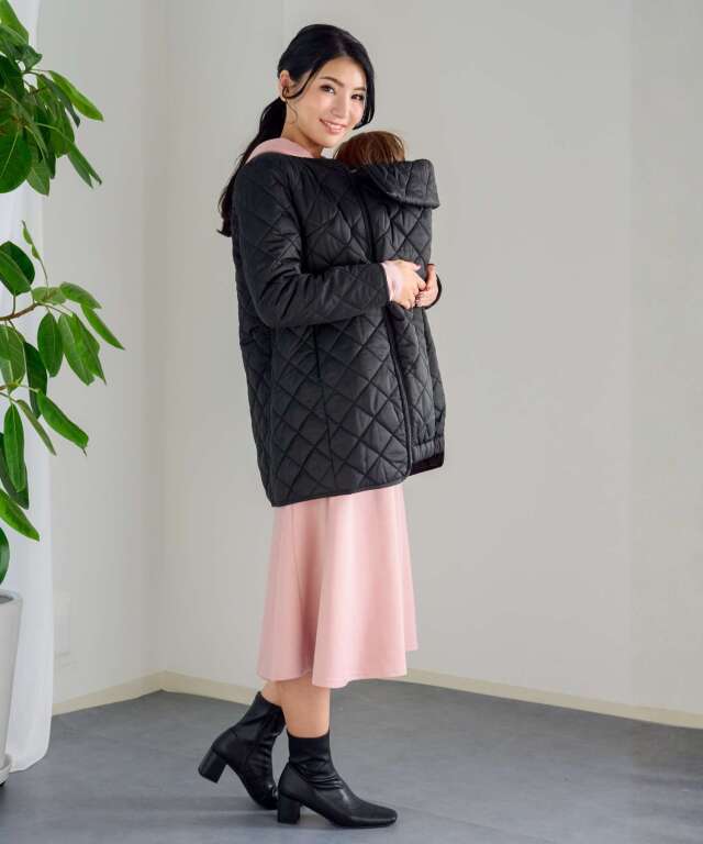 抱っこ・おんぶOK！超軽量 撥水キルティングママコート 産前産後兼用