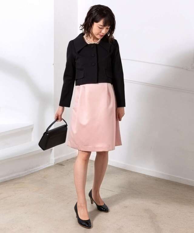 フォーマルアウター 三つボタン広襟ショートジャケット| マタニティ