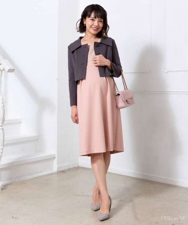 フォーマルアウター 三つボタン広襟ショートジャケット| マタニティ