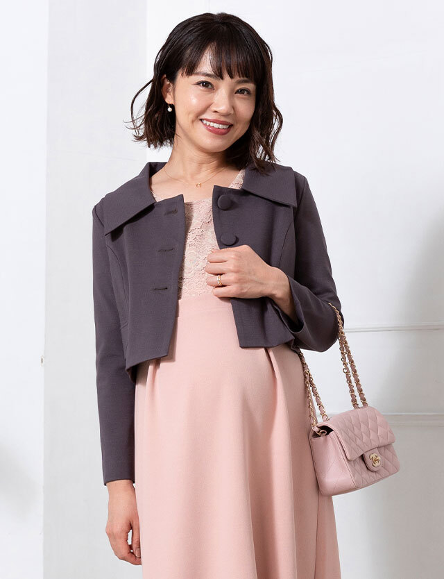 マタニティ授乳服 三つボタン 広襟ショートジャケット | スウィートマミー本店 マタニティ授乳服 三つボタン 広襟ショートジャケット | スウィートマミー本店