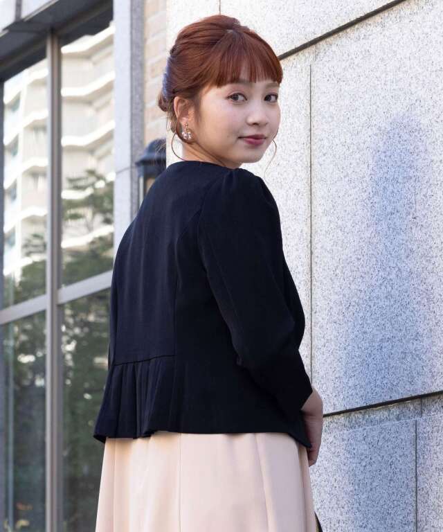 ノーカラー バックプリーツ ジャケット 七分袖| マタニティウェア