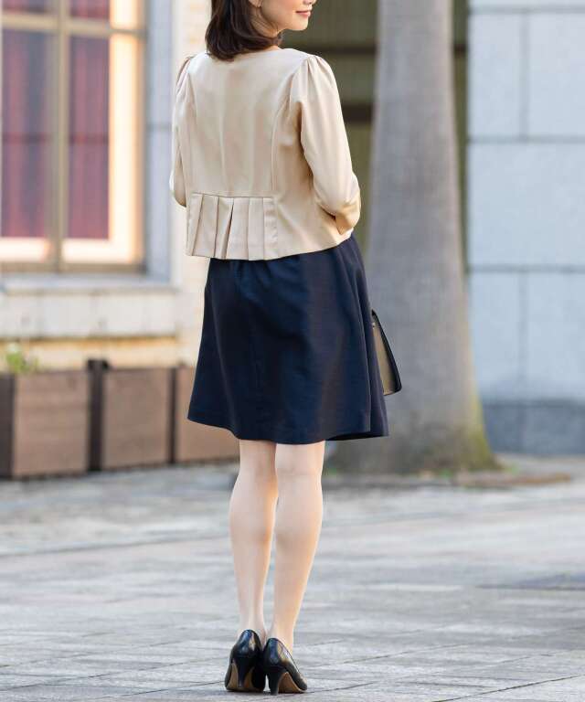 'S MaxMaraリネン七分袖ノーカラージャケット /フリンジ/美品 ノーカラー バックプリーツ ジャケット 七分袖| マタニティウェア