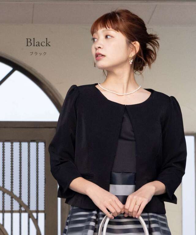 ノーカラー バックプリーツ ジャケット 七分袖| マタニティウェア