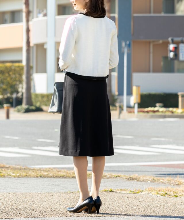 モノトーンココツイード ノーカラージャケット 産前産後兼用